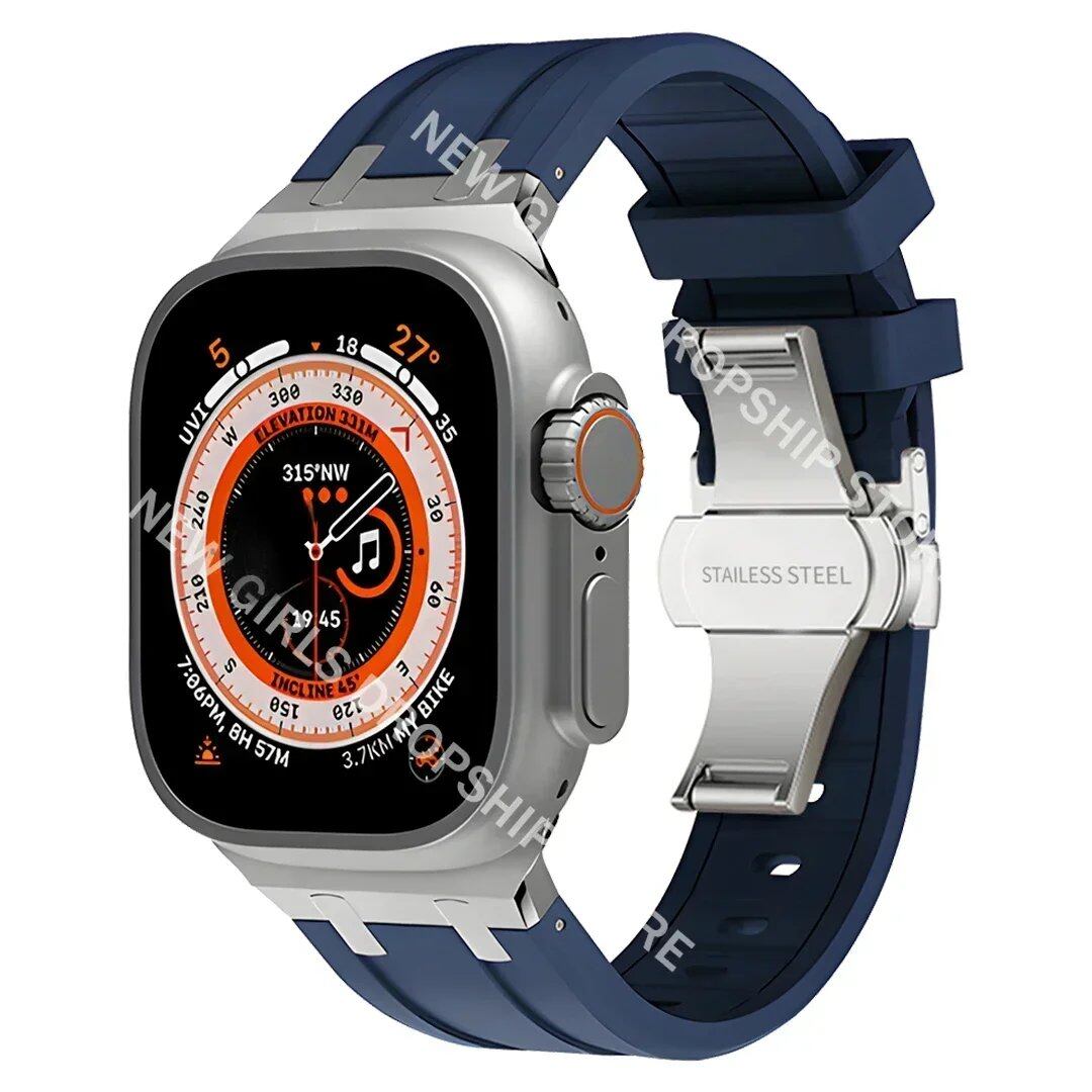 Soft Silicone Strap for Apple Watch Ultra 2/1, Series 10/9/8/7 (49mm/46mm/45mm) - Compatible with iWatch 6/5/4/SE (44mm) - Men's Rubber Band. Band Colors: 46mm, 44mm, 45mm, 49mm. Parallel Import.