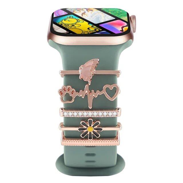 Diamond Jewelry-Embossed Band for Apple Watch Ultra 2, 9, 8, and 7, Compatible with Samsung and Huawei, 20/22mm Bracelet Strap, Band Color: ; Ships from: Parallel Import