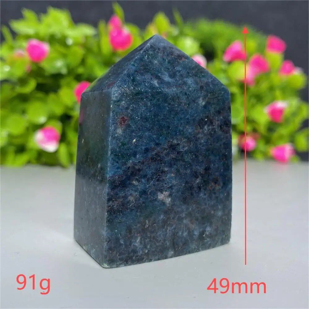 天然水晶 レッドグリーンサファイア 四角柱タワー 鉱物標本 スピリチュアル 瞑想 魔術 ギフトストーン 並行輸入品