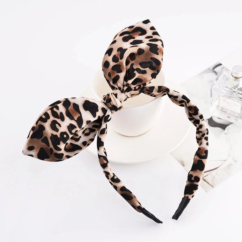 Bunny Ear Striped Print Hair Hoop Band, Wide Hairband with Ribbon for Girls, Hair Accessory, Headpiece, Parallel Import