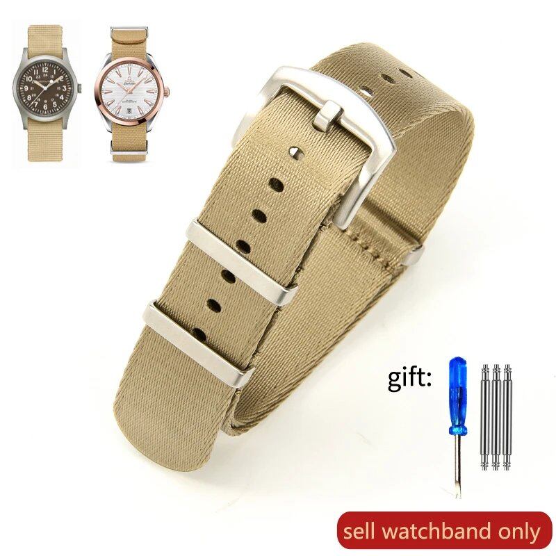 Breathable Soft Nylon Men's Watch Band for Omega 300 Ghost Party 007, Longines Conquest, Seiko, and Casio, 20mm and 22mm, Size 2, Parallel Import