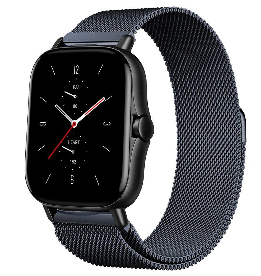 Magnetic Loop Mesh Smartwatch Band for Amazfit GTS/GTR/Bip 5 (Compatible with 20mm/22mm/47mm Watches) - Metal Mesh Strap, Band Color: mm; Ships from: Parallel Import