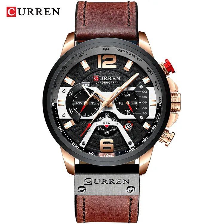 Men's Top Brand Luxury Military Sports Leather Quartz Watch, Karlen 8329, Parallel Import