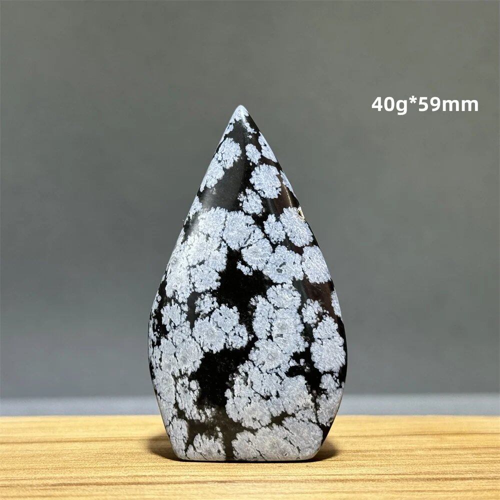 Snowflake Obsidian Freeform Ornament with Natural Quartz, Reiki, Meditation, Healing, Witchcraft, Energy Decoration, Home Gift, Color: Parallel Import