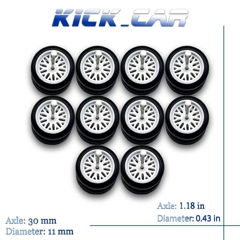 1/64 Scale Wheels with Fixed Rubber Tires, Branch Spokes, Refit Parts for Toy Models and Diecast Cars, Compatible with Hot Wheels (5 Sets for 5 Cars), Color: MMW, Parallel Import