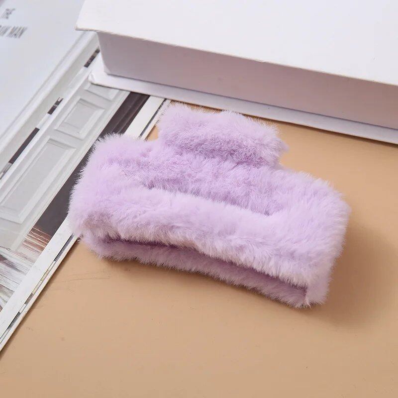 10.5cm Plush Square Hair Claw Clip, Korean Style Simple Multi-Grab Clip, Stylish Shark Clip, Hair Accessory for Women, Parallel Import