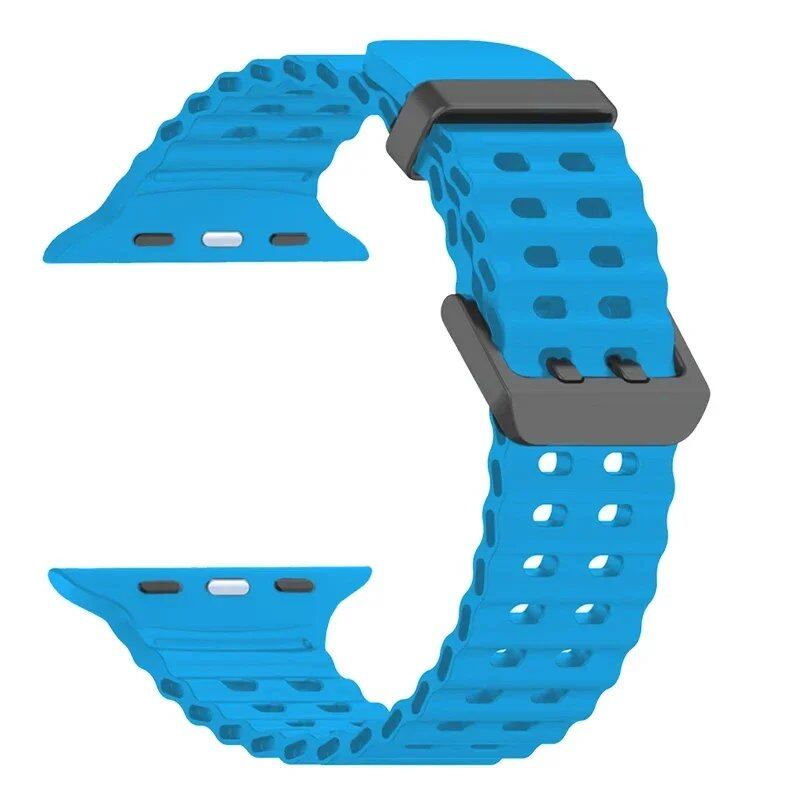 Silicone Ocean Strap for Apple Watch Ultra 2, 49mm, 45mm, 44mm, 42mm, 38mm, 41mm, and 40mm, compatible with iWatch Series 10/9/8/7/SE/5/4/3. Correa sizes: 42mm, 44mm, 45mm, and 49mm. Band colors: Parallel import.