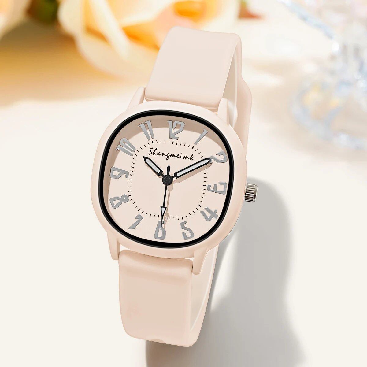 Women's Fashion Watch with Silicone Strap, Quartz Watch, Gift, Color: Parallel Import