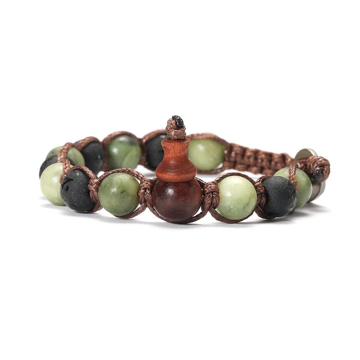 Natural Stone Prayer Bracelet, Tibetan Prayer Beads, Handmade Men's and Women's Bracelet, Yoga & Meditation Jewelry, Metal Color: Style, Parallel Import