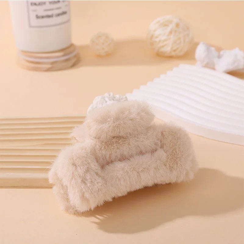 10.5cm Plush Square Hair Claw Clip, Korean Style Simple Multi-Grab Clip, Stylish Shark Clip, Hair Accessory for Women, Parallel Import