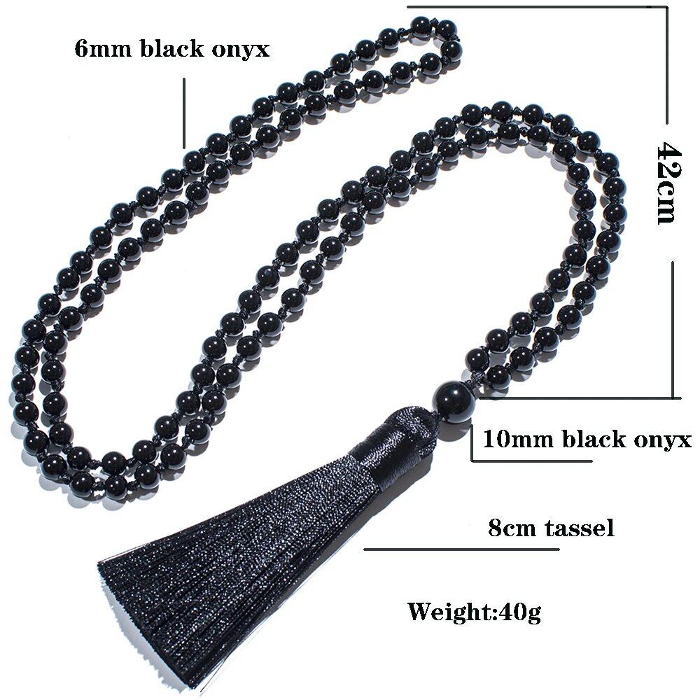 6mm 天然石 108玉 数珠ネックレス ヨガ 瞑想 タッセル ジュエリー 女性用 メタルカラー: 並行輸入品