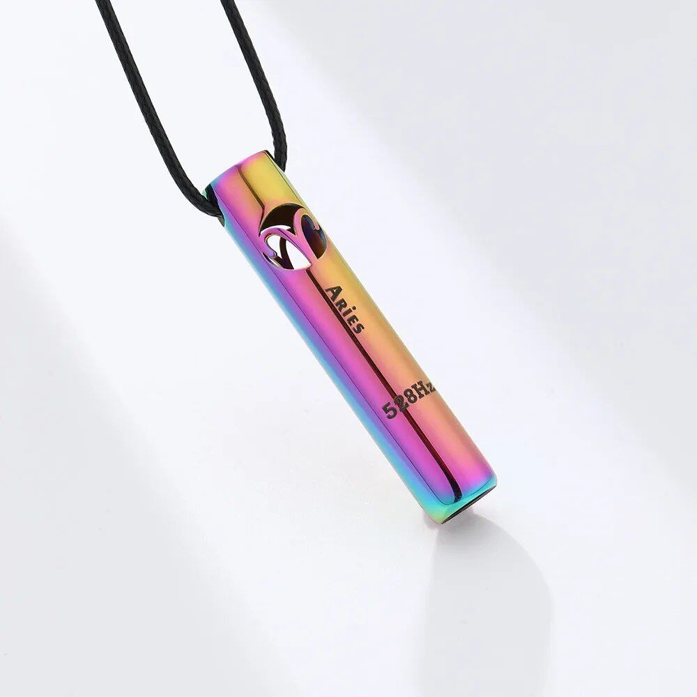 Stainless Steel Meditation & Mindfulness Bracelet Pendant with 12 Zodiac Signs, Stress Relief, Anxiety Relief, and Whistle, Sports Necklace, Metal Color: Black, Parallel Import