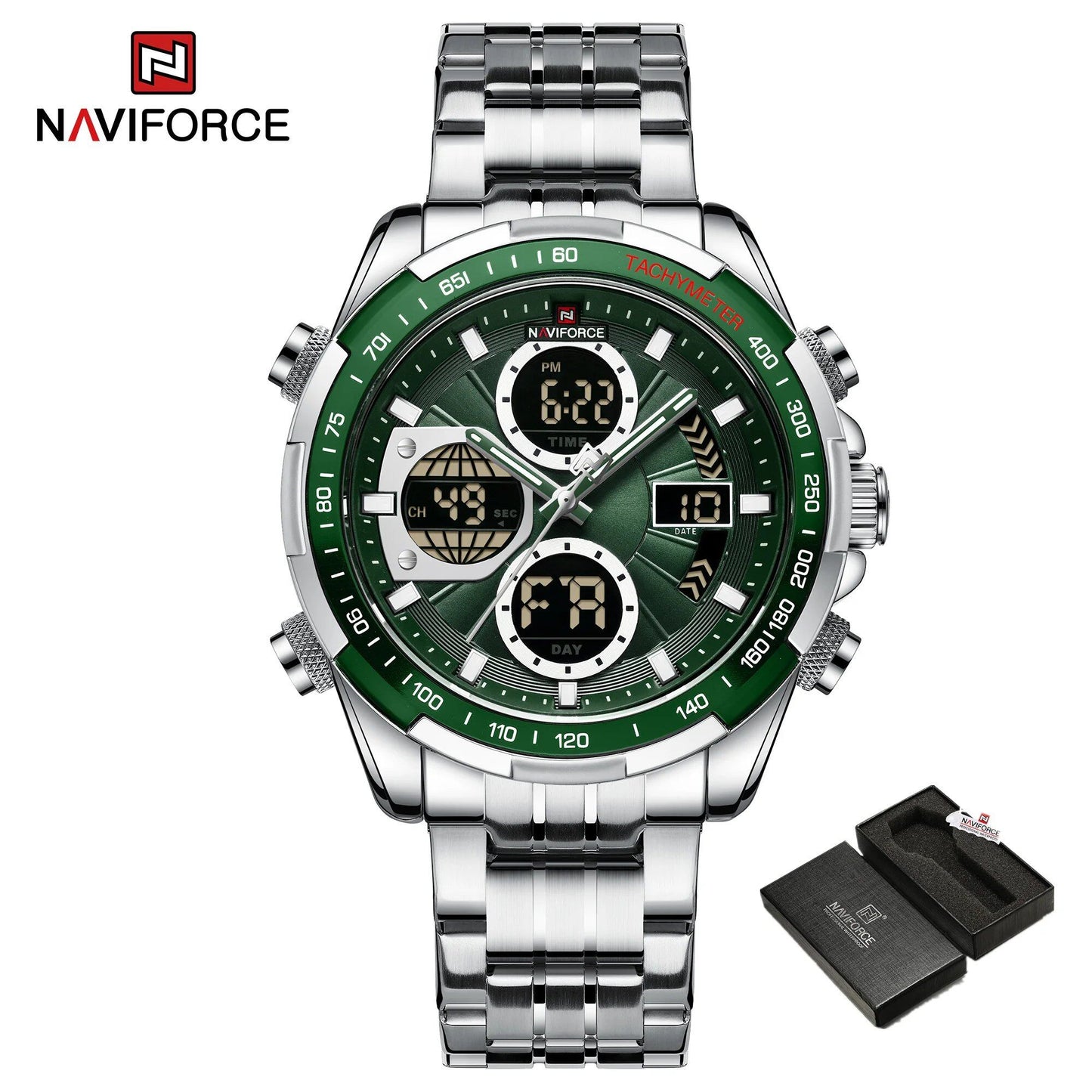 NAVIFORCE Men's Fashion Military Watch, Luxury Original Sports Chronograph, Waterproof Quartz Digital Wristwatch, Parallel Import