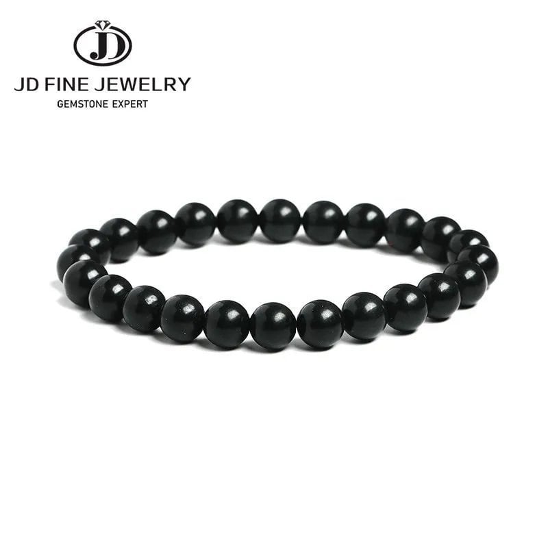 JD ナチュラル ブラック シュンガイト マグネット グラファイト ビーズブレスレット 男女兼用 健康ケア ミネラル バングル ヒーリング メディテーション ジュエリー 長さmm;メタルカラー:天然シュンガイト 並行輸入品