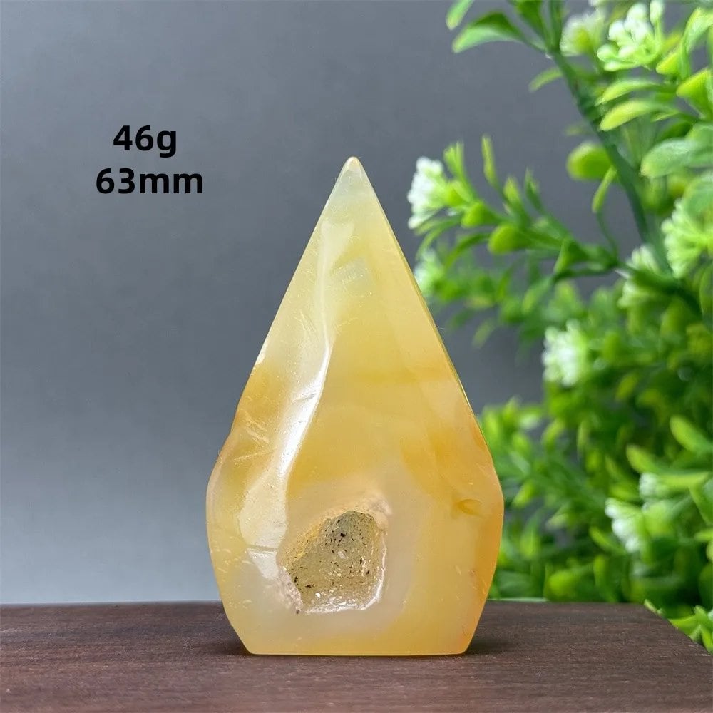 Natural Yellow Agate Geode, Freeform Torch, Mineral Energy, Home Furnishings, Meditation, Aura, Prayer, Altar, Gift, Parallel Import