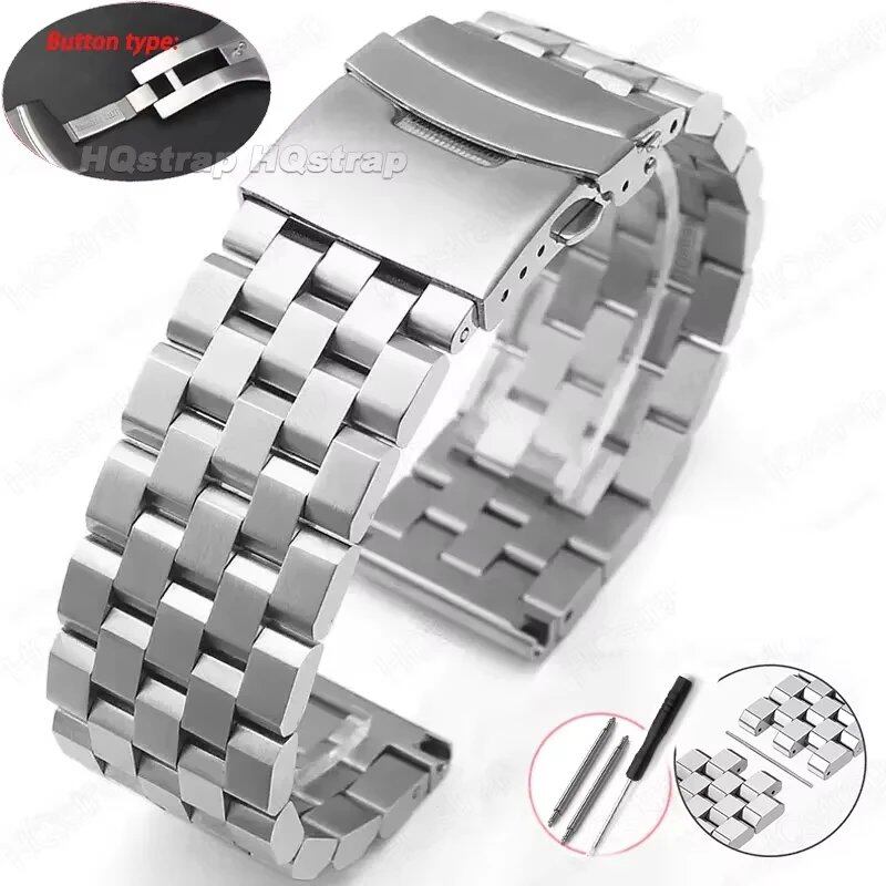 High-quality, full-solid stainless steel watch band, available in sizes 18mm, 20mm, 22mm, 24mm, and 26mm. Includes flat interface, includes tools, and is a metal watch band. Band Color: mm. Parallel import.