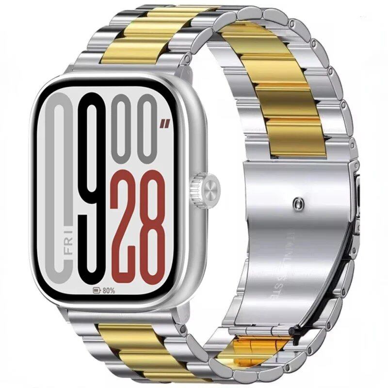 Metal Strap for Redmi Watch 5/4 - Compatible with Xiaomi Band 9 Pro / Mi Band 8 Pro, Comfortable and Breathable Replacement Wristband, Bracelet, Band Color: Black, Band Width: Parallel Import