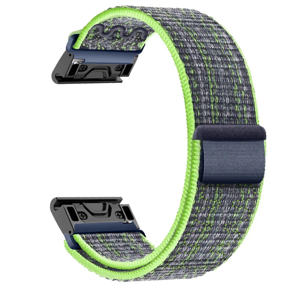 Compatible with Garmin Fenix 7X, 7 Pro, 6X, 6, 5X, 5Plus, Tactics 7, Forerunner 965, 955, and Enduro 2. 22mm/26mm nylon loop band with quick-fit strap. Band color: mm. Ships from: Parallel import.