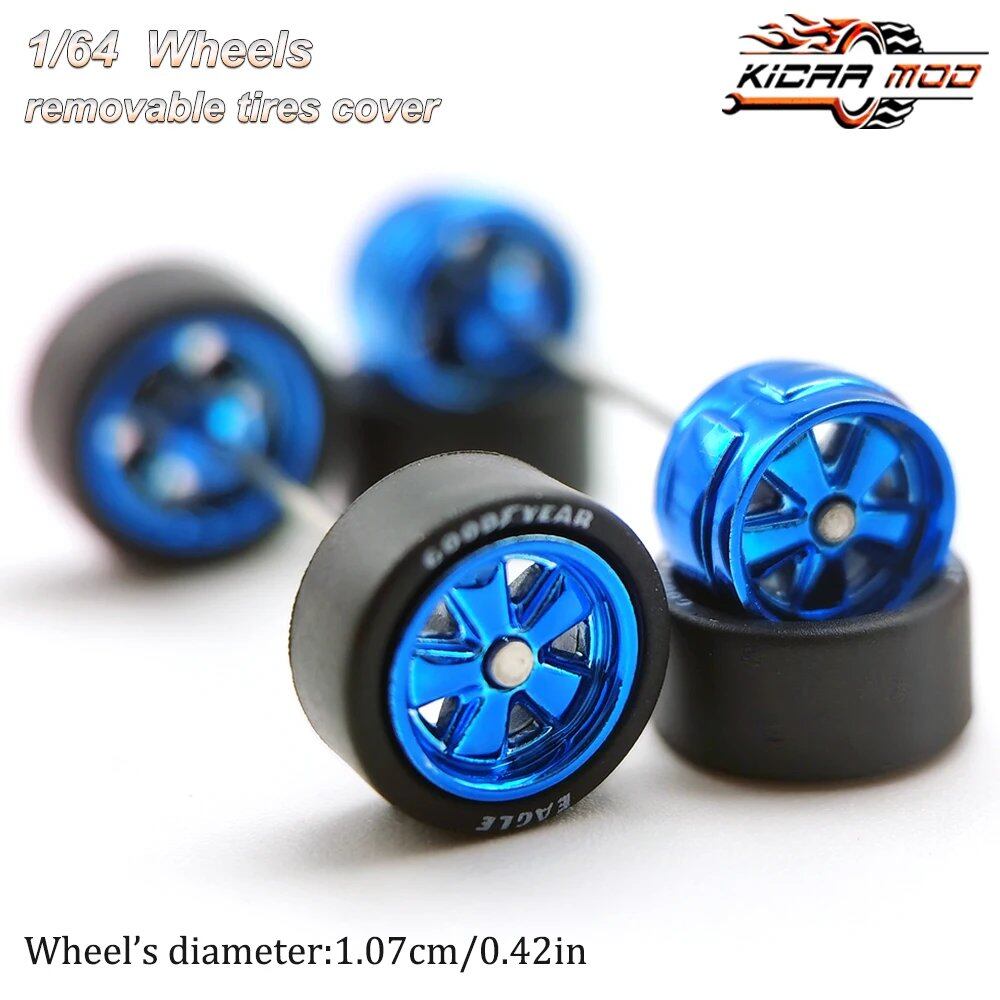 1/64 Scale Rubber Tire Wheels with FUCHS Refit Parts for Diecast Model Cars, Hot Wheels, Matchbox, Tomica, D:11mm, 1 Set, Parallel Import