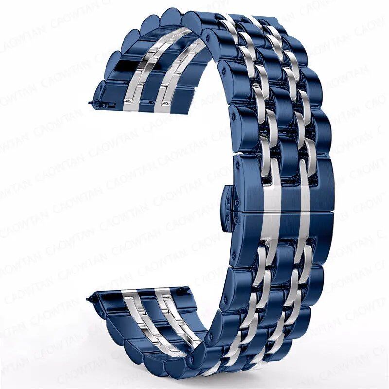 22mm and 20mm Stainless Steel Bands for Samsung Galaxy Watch 3, 4, 5 (45mm), Gear S3 (46mm and 42mm), and Active 2 (40mm and 44mm) - Compatible with Amazfit BIP 2 and GTR. Band Color: mm; Ships from: Parallel Import