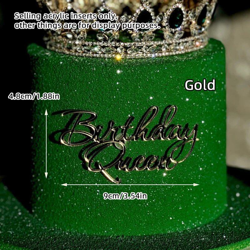 Set of 1, 3, or 5 Acrylic Birthday Queen Gold Cake Topper for Happy Birthday Party Side Cake Decorations. Size: Parallel Import.