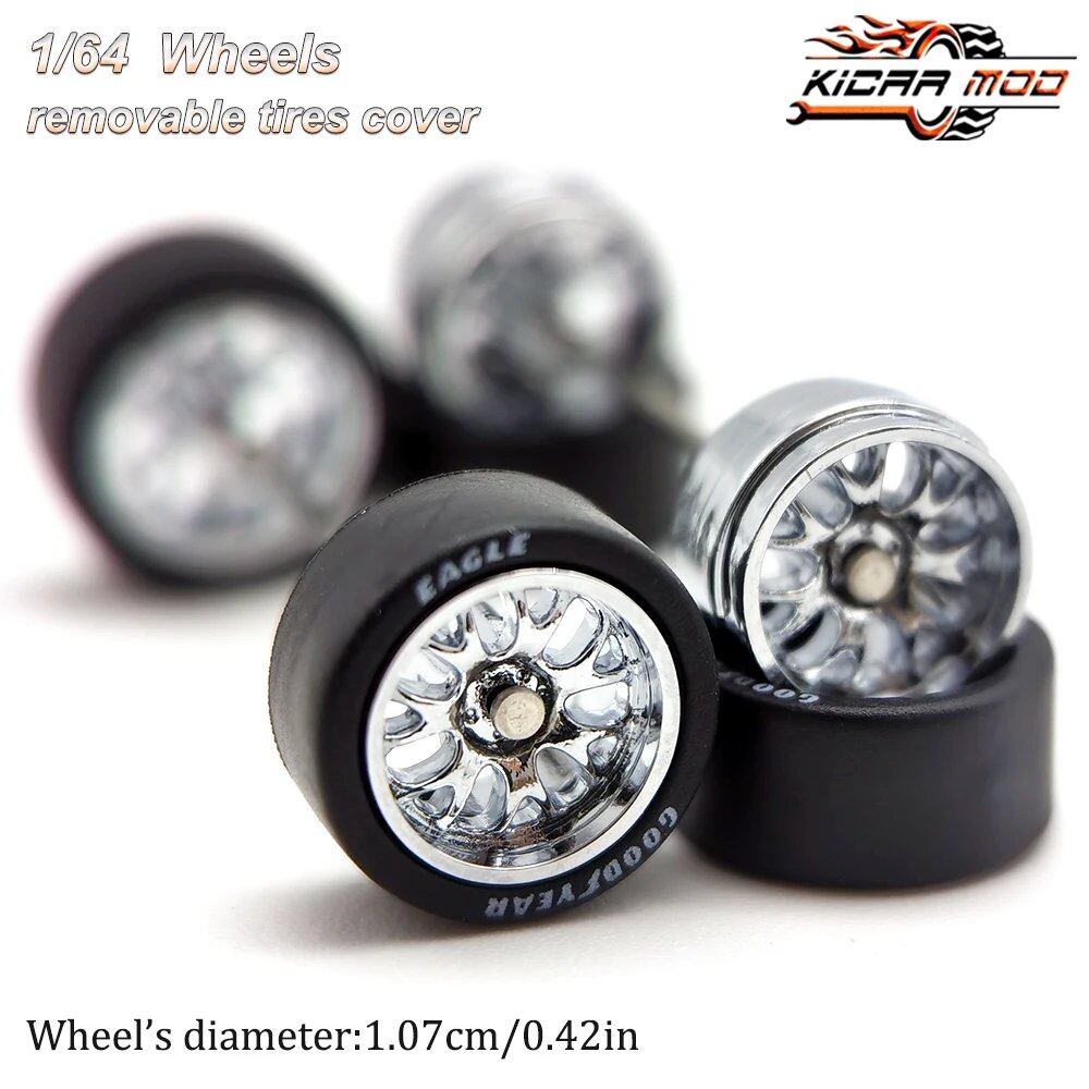 1/64 Scale Diecast Model Car BBS LM-R Re-Fighting Parts Wheel Set with Rubber Tires (D:11mm) - Compatible with Hot Wheels, Matchbox, and Tomica - Parallel Import