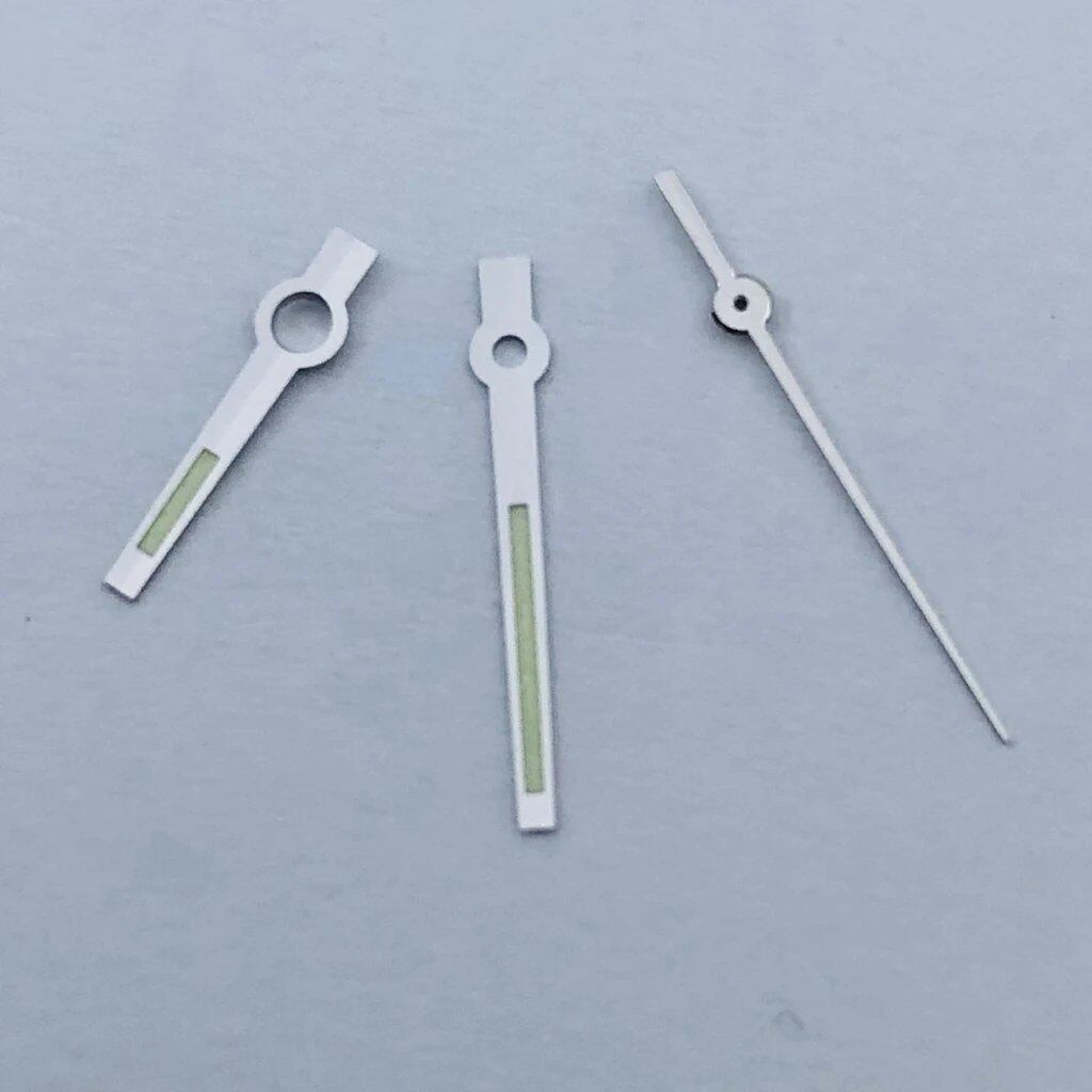 Miukushi Silver, Rose Gold, Blue, Black, Red Watch Hands with Green Luminous Hands, Compatible with NH35, NH36, ETA2824, 2836, PT5000, and Miyota 8215 Movements, Parallel Import