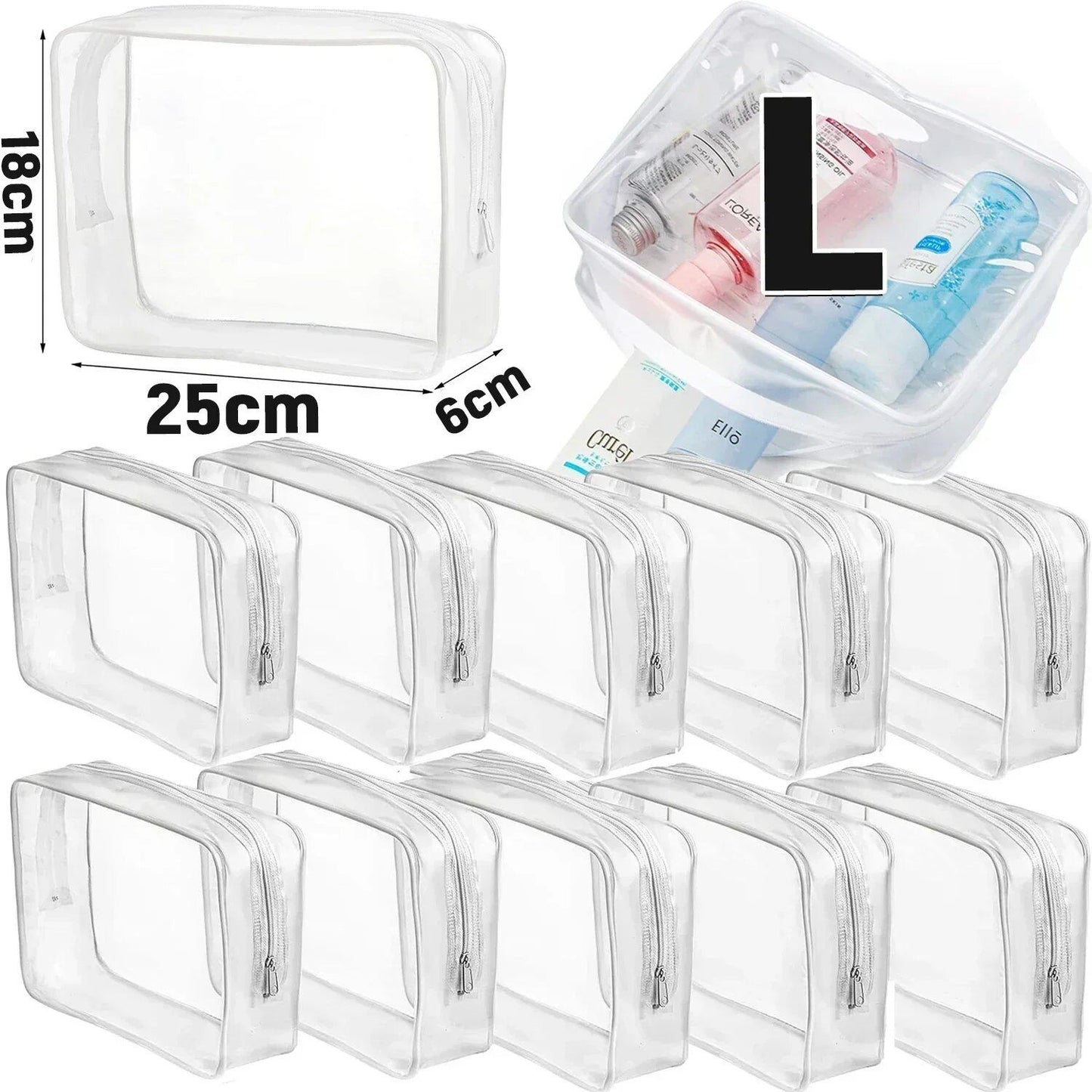 1/20 Clear PVC Storage Travel Organizer, Clear Makeup Bag, Beauty Case, Toiletry Bag, Bathroom Pouch, Size: Parallel Import