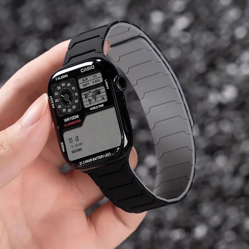 Silicone Band with Magnetic Strap for Apple Watch, Compatible with 46mm, 42mm, 49mm, 45mm, 41mm, 44mm, and 40mm Watches, iWatch Ultra 2/Series 10/9/8/7/6/SE/5/4/3, Band Color: mm, Parallel Import