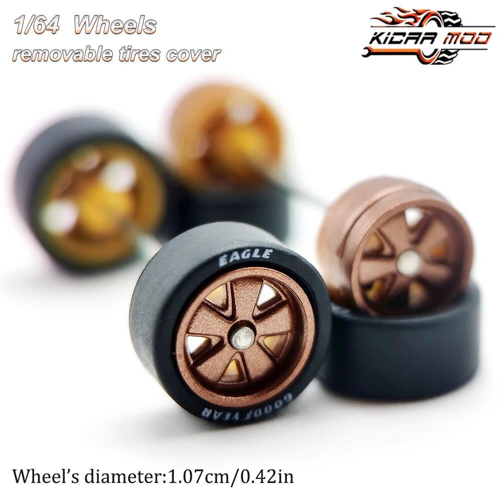 1/64 Scale Rubber Tire Wheels with FUCHS Refit Parts for Diecast Model Cars, Hot Wheels, Matchbox, Tomica, D:11mm, 1 Set, Parallel Import