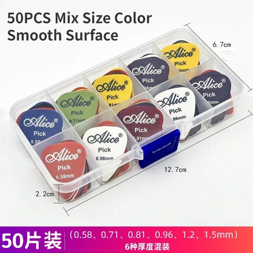 10/30/50枚入りプレクトラムセット(0.58-1.5mm)ボックス付き エレキ・アコースティックギター用ピック 混合サイズ ウッドギター・ベース・ウクレレ対応 カラー: 並行輸入品