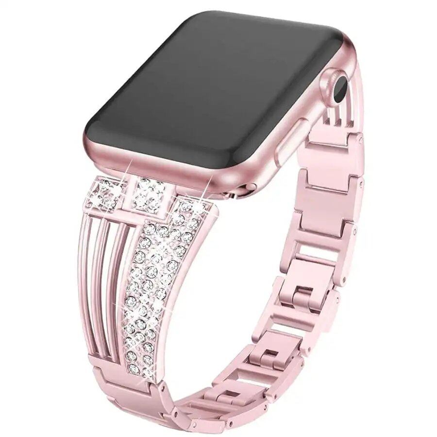Diamond Strap for Apple Watch 40mm, 41mm, 38mm, 44mm, 42mm, 45mm, 49mm, Luxury Crystal Steel Band Compatible with iWatch Series 8, 7, 6, SE, 5, 3, Ultra, Band Color: Parallel Import