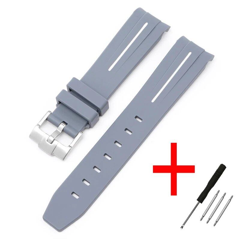 New 20mm Bent End Rubber Watch Strap for Omega Moonwatch, Joint Constellation, Men's Waterproof Sports Watch Band, Band Color: 20mm; Band Width: 20mm, Parallel Import