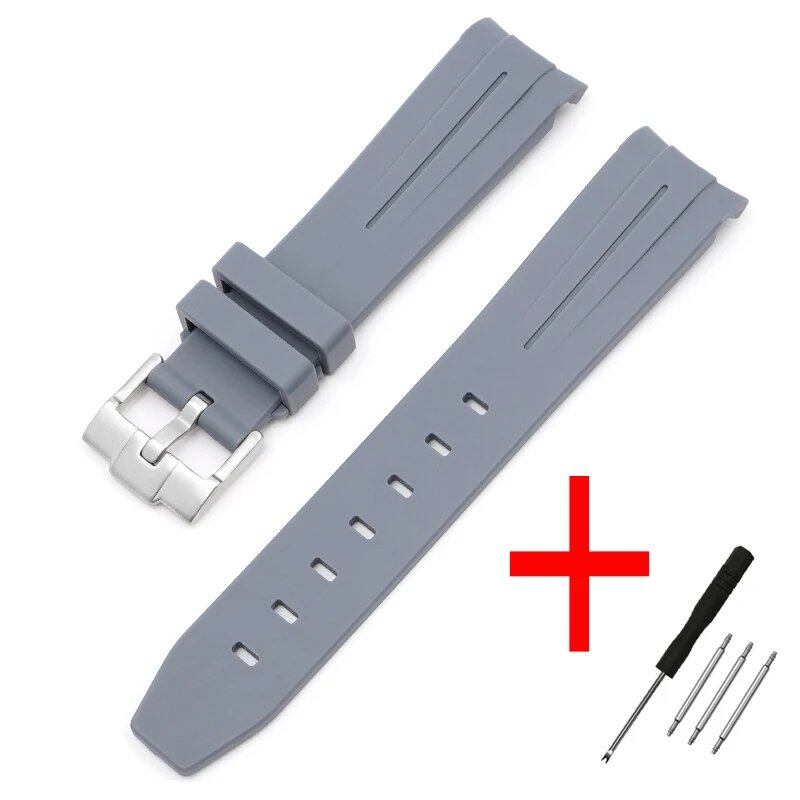 New 20mm Bent End Rubber Watch Strap for Omega Moonwatch, Joint Constellation, Men's Waterproof Sports Watch Band, Band Color: 20mm; Band Width: 20mm, Parallel Import