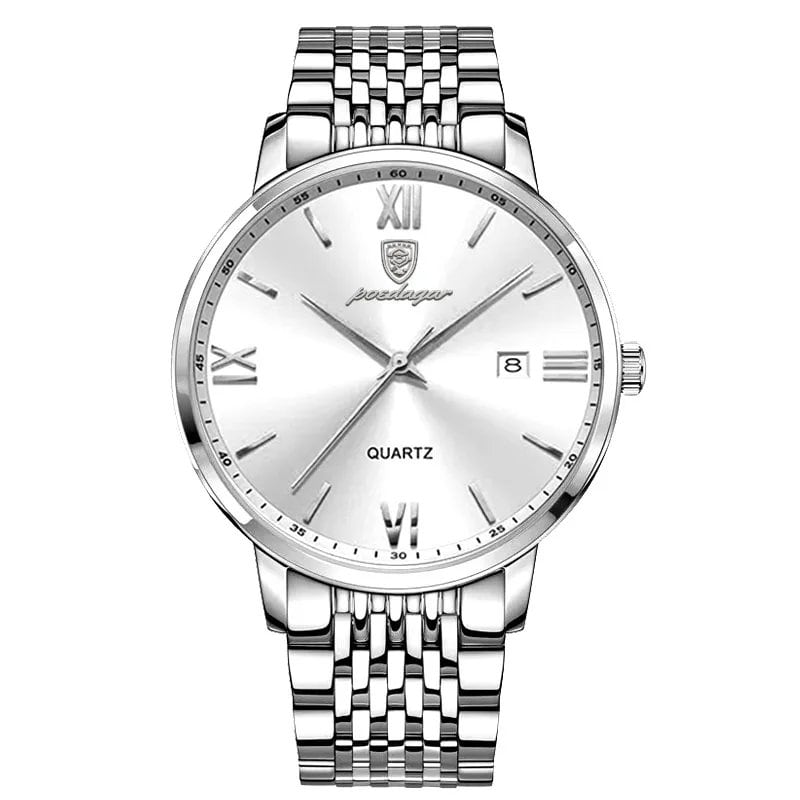 POEDAGAR Luxury Men's Sports Watch, Stainless Steel, Waterproof, Date Function, High-Quality, Casual Fashion Quartz Movement, Color: 826, Parallel Import