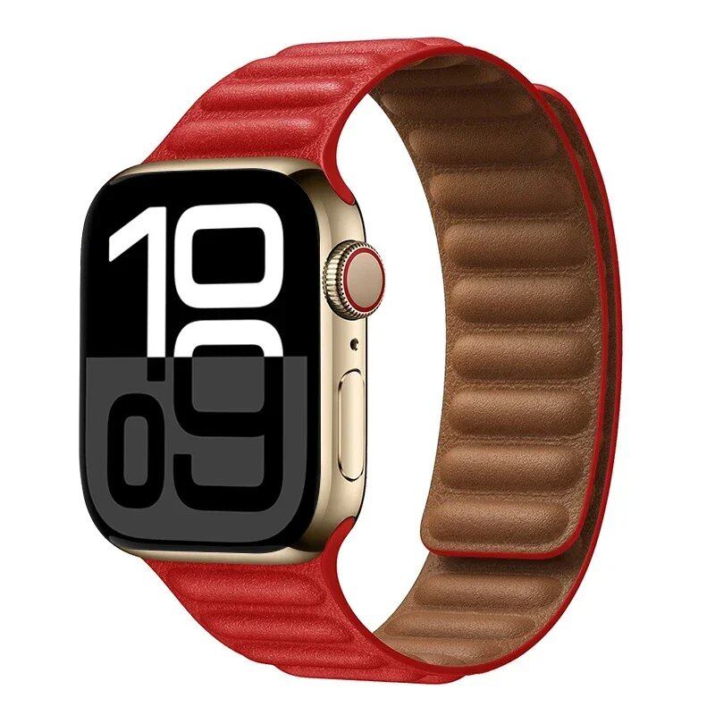 Apple Watch Leather Strap, Magnetic Loop Link Bracelet for iWatch Series 10/9/8/7/6 (45mm, 46mm, 42mm, 44mm, 40mm, 49mm) - Official Website, Band Color: mm, Parallel Import