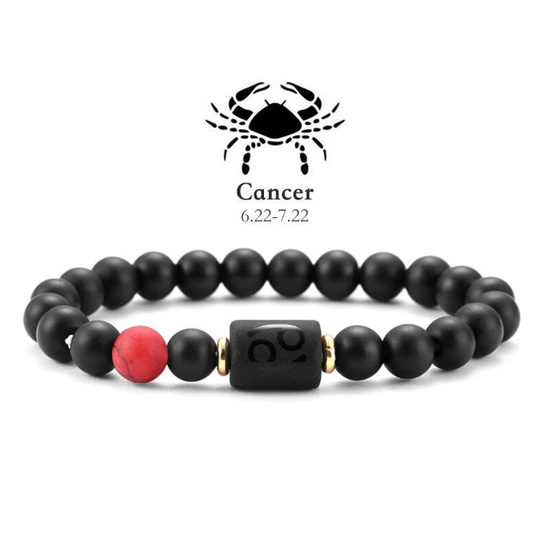 12 Zodiac Signs Bracelet with Natural Stones, Capricorn, Virgo, Leo, and Libra, for Men and Women, Couples, Friends, and Couples; Jewelry Gift; Length: 18-19cm, Parallel Import