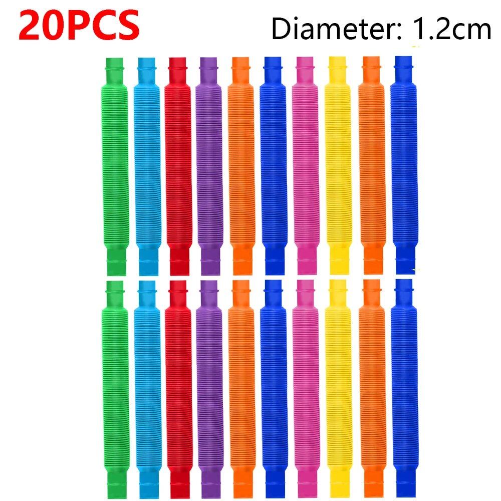 Set of 10/20/30 Colorful Pop Tubes, Rainbow, Fidget Toy, Expandable Plastic Stretch Pipes, Stress Relief Toy, Pressure Relief Toy, Gift, Color: cm, Parallel Import
