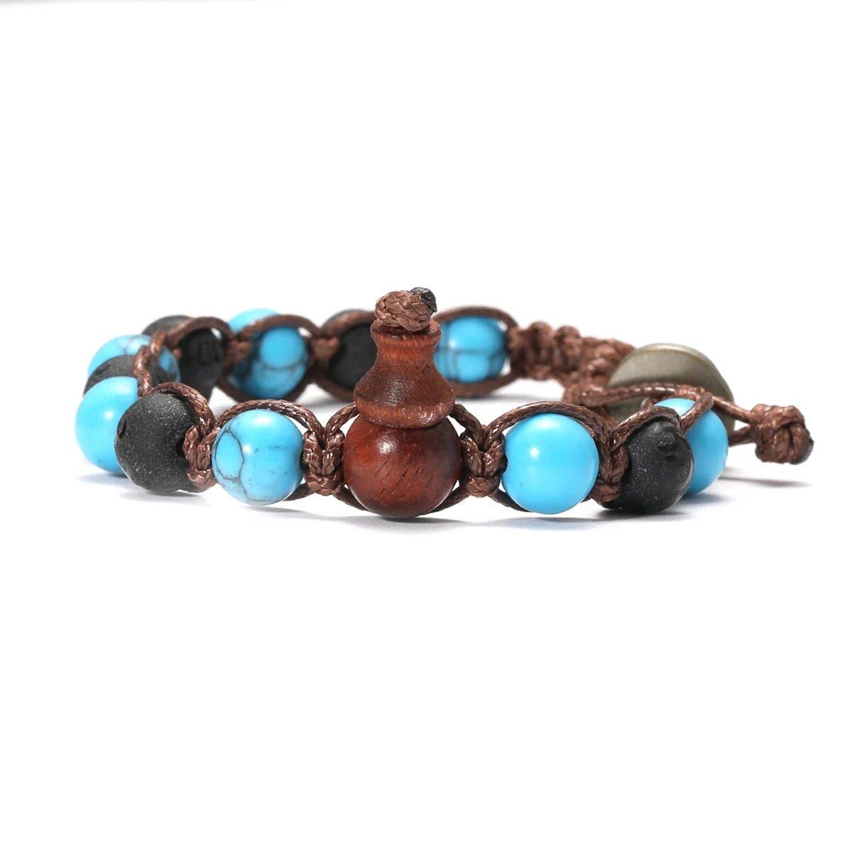 Natural Stone Prayer Bracelet, Tibetan Prayer Beads, Handmade Men's and Women's Bracelet, Yoga & Meditation Jewelry, Metal Color: Style, Parallel Import