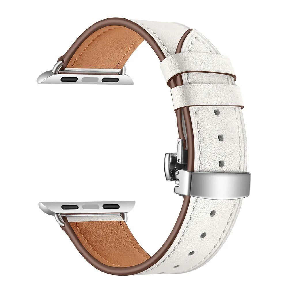 Leather Strap for Apple Watch - 38mm, 40mm, 41mm, 42mm, 44mm, 45mm - Series 3/4/5/SE/6/7 Compatible Bracelet Band Color: Parallel Import