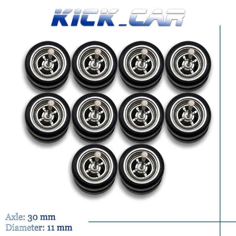 1/64 Scale 4-Spoke Wheels with Fixed Rubber Tires, Custom Parts for Toy Models and Diecast Cars, Compatible with Hot Wheels (Set of 5, for 5 Cars), Color: Parallel Import