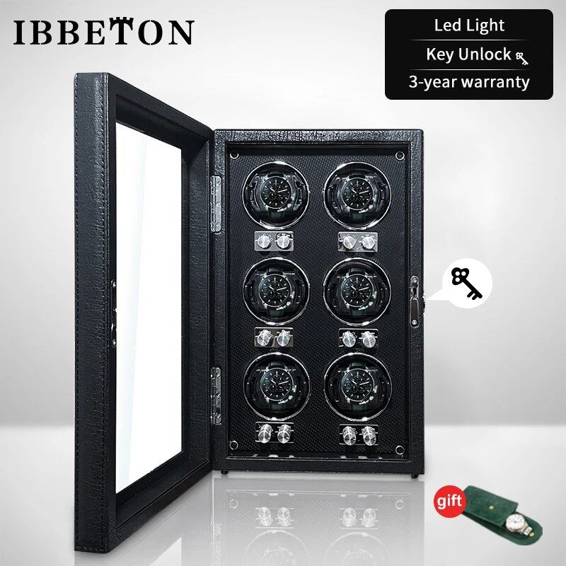 IBBETON Luxury Wooden Watch Winder, High-End 2, 4, or 6 Slot Automatic Watch Box with Mabuchi Silent Motor, Watch Storage Cabinet, Parallel Import