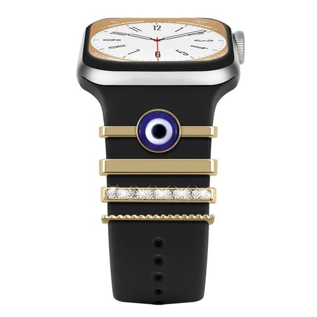 Diamond Jewelry-Embossed Band for Apple Watch Ultra 2, 9, 8, and 7, Compatible with Samsung and Huawei, 20/22mm Bracelet Strap, Band Color: ; Ships from: Parallel Import