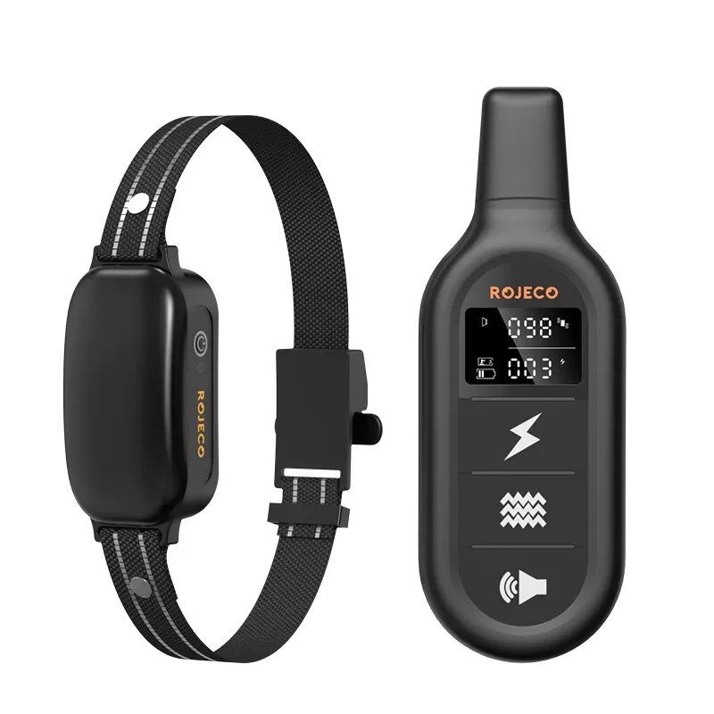 ROJECO Electric Dog Training Collar, Digital Rechargeable, Remote Control, IPX7 Waterproof, Vibrator, Anti-Barking Shock Collar for Pet Dogs, Collar: Parallel Import