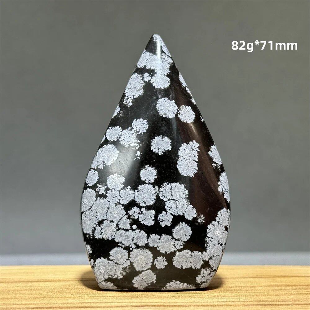 Snowflake Obsidian Freeform Ornament with Natural Quartz, Reiki, Meditation, Healing, Witchcraft, Energy Decoration, Home Gift, Color: Parallel Import