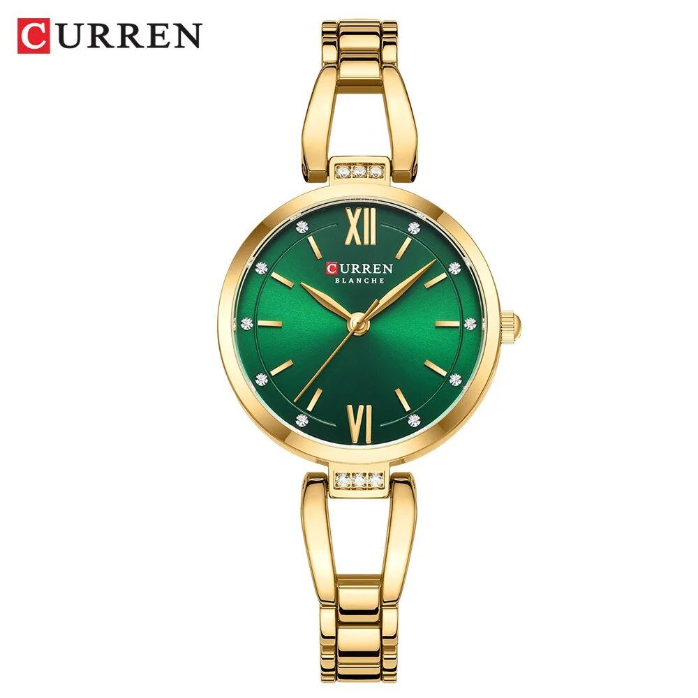 Karen Women's Quartz Watch, Luxury Fashion Rhinestone and Stainless Steel Band, High-Quality, Parallel Import