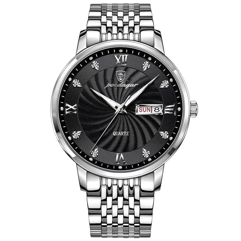 POEDAGAR Luxury Men's Watch, Waterproof, Luminous, Date/Day Display, Quartz Movement, Stainless Steel, Sporty, Fashionable, Color: 827 S, Parallel Import