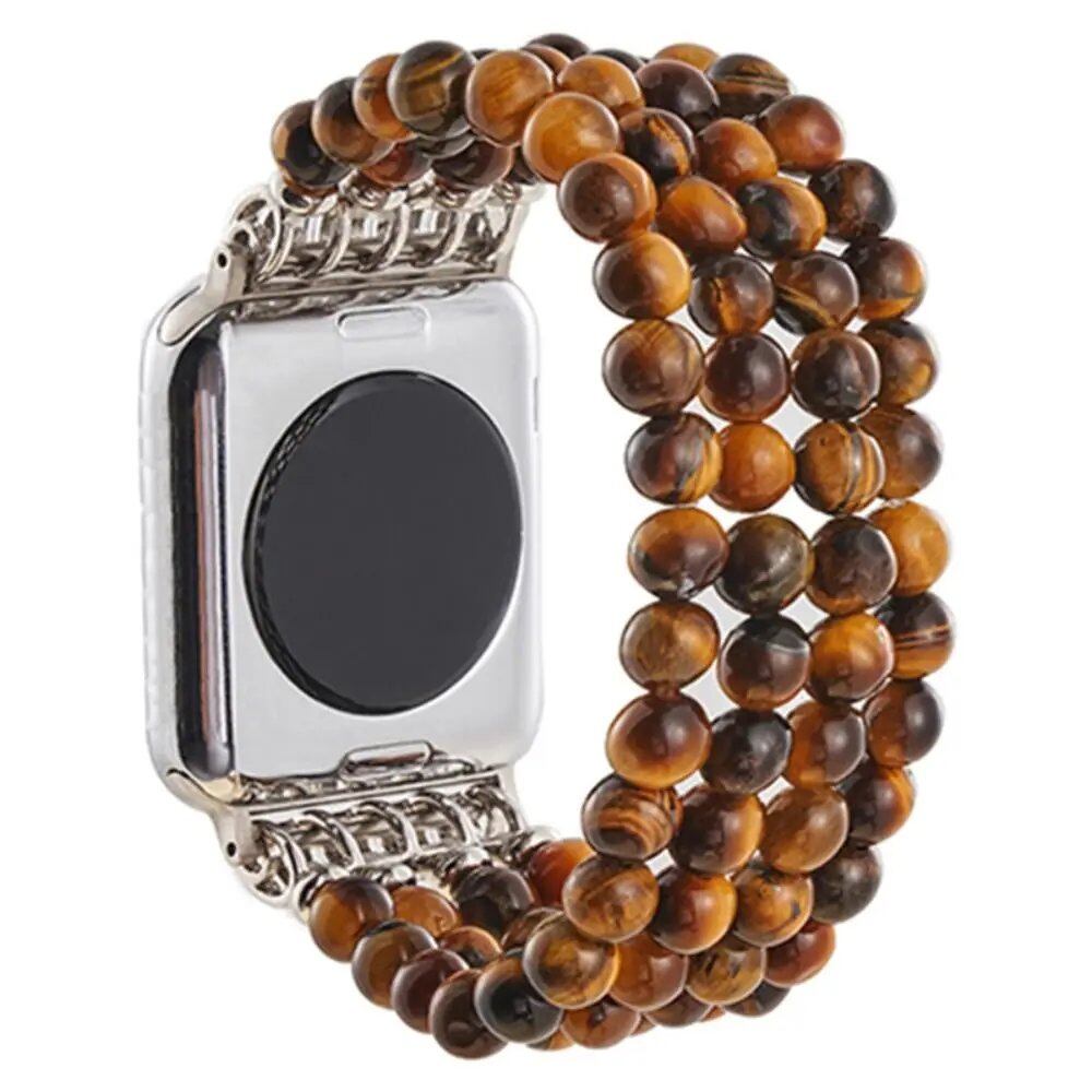Trendy Stretch Stone Beaded Watch Strap, Watch Accessory Bracelet for 38mm/49mm Apple Watch, Band Color: mm, Parallel Import