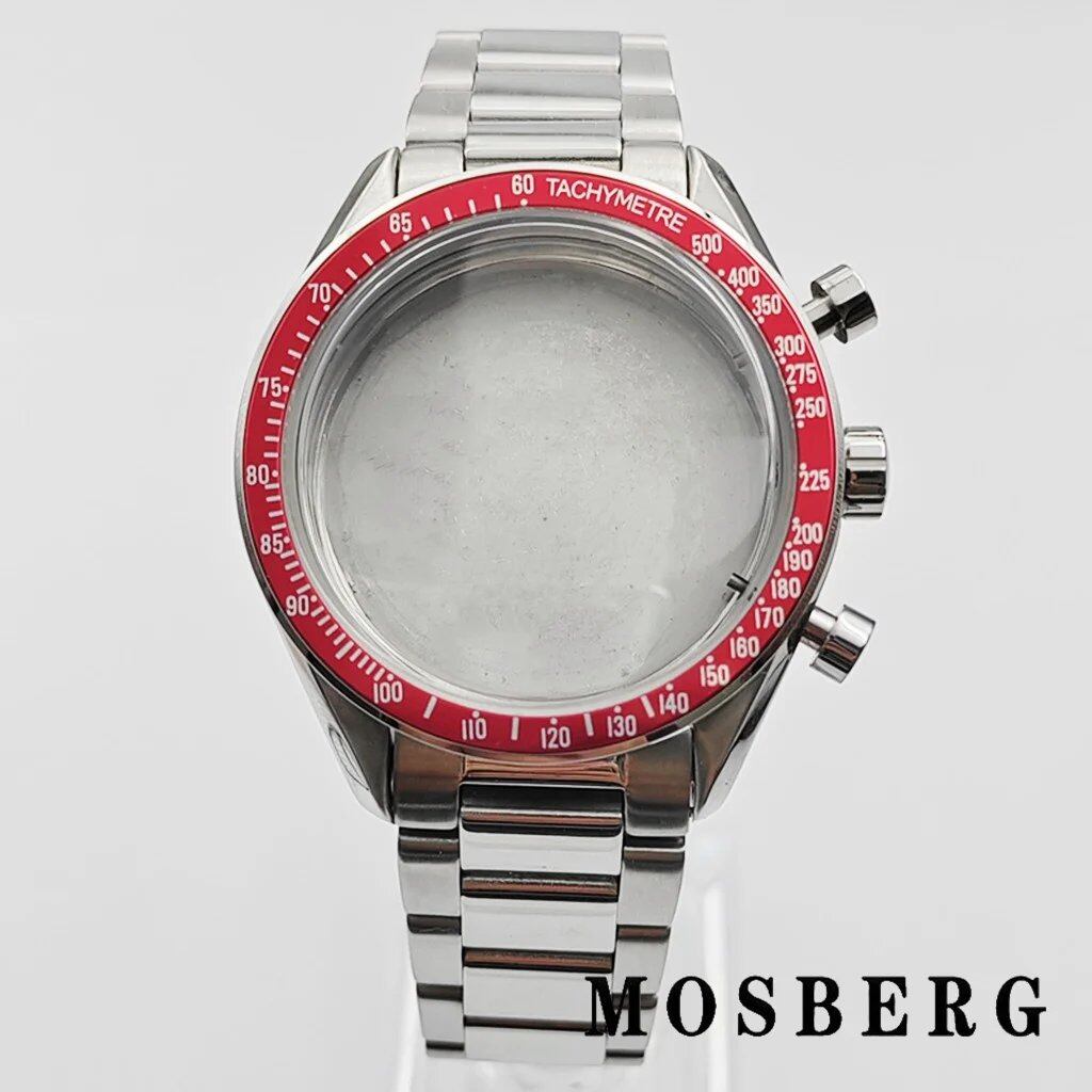 40mm Silver Watch Case with Stainless Steel Bezel for VK63, Parallel Import