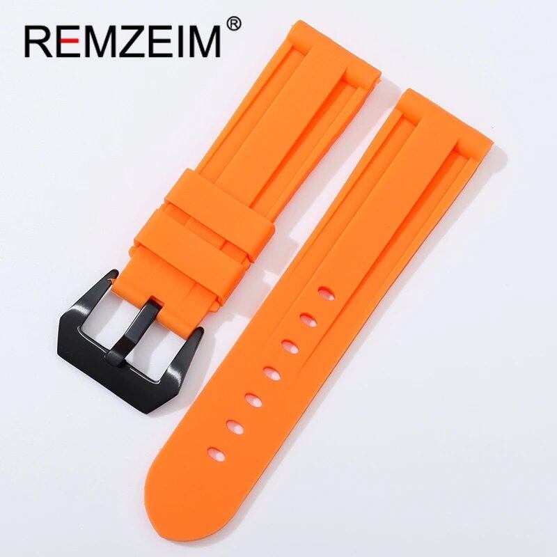 Soft Silicone Sports Watch Band, Waterproof, Men's Replacement Strap with Black Buckle, Compatible with 22mm, 24mm, and 26mm Watches, Band Color: mm, Parallel Import